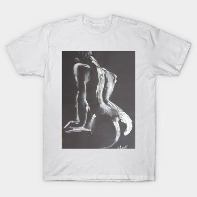 Black And White Back 3 - Female Nude T-Shirt by CarmenT